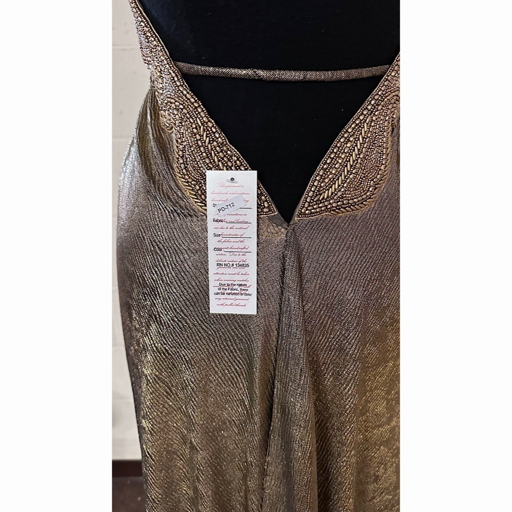 Gold Metallic Dress Flowy - Picture 4 of 4